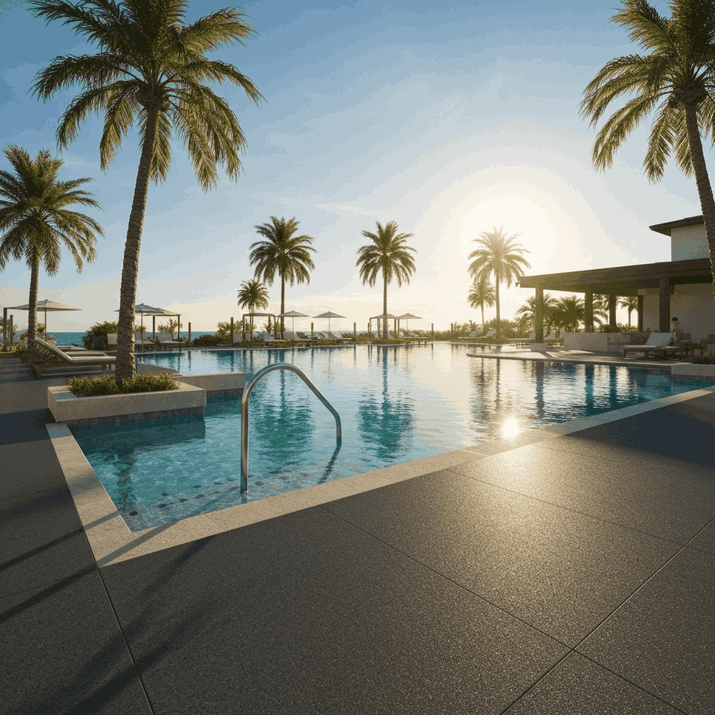 Lüks resort havuz güvertesi